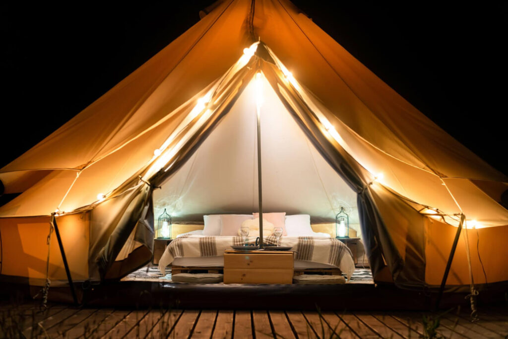 Glamping tents are the popular answer to where to stay in the Agafay Desert